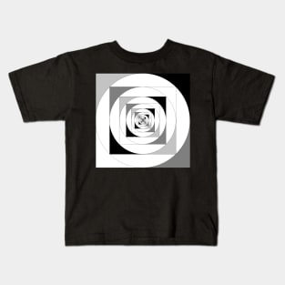 infinity mirror black and white squares and circles Kids T-Shirt